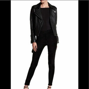 Ooberswank Faux Suede Moto Leggings, Size XS